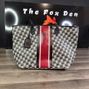 Ralph Lauren Black and Red Patterned Tote